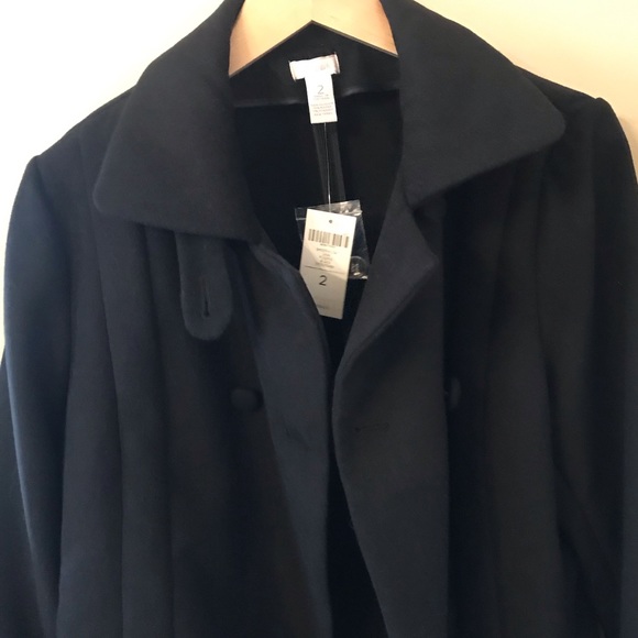 NWT Chicos Smooth Plush Daja Black Fleece Pea Coat Size 2 - Picture 4 of 11